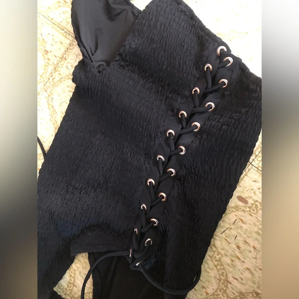 Victorias Secret Smocked Lace Up One Piece Monokini Swim - Picture 12 of 14